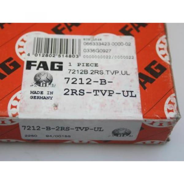 FAG 7212-B-2RS-TVP-UL SINGLE ROW ANGULAR CONTACT BEARING 60 MM X ID X 110 MM OD #5 image
