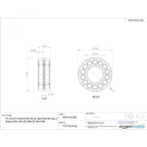 FAG NTN JAPAN BEARING FAG 22311E1K-C3 Spherical Roller Bearing, Tapered Bore, Steel Cage, #5 image