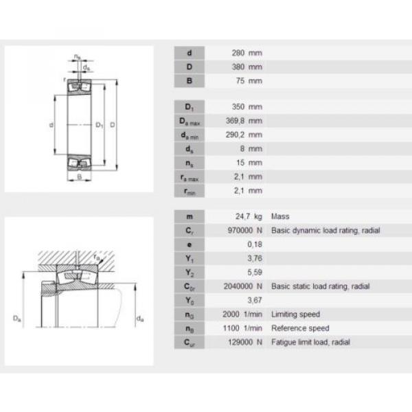 FAG spherical roller bearing 23956-K-MB-W209B-C4 280mm ID x 380mm x 75mm Width #2 image