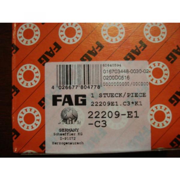 FAG Spherical Roller Bearing, 45mm x 85mm x 23mm Double Row 22209E1.C3 /1369eFE3 #5 image