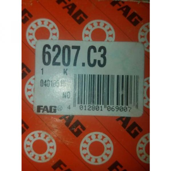 FAG 6207-C3 DEEP GROOVE BALL BEARING, SINGLE ROW, OPEN, STEEL CAGE, C3 (56) #5 image